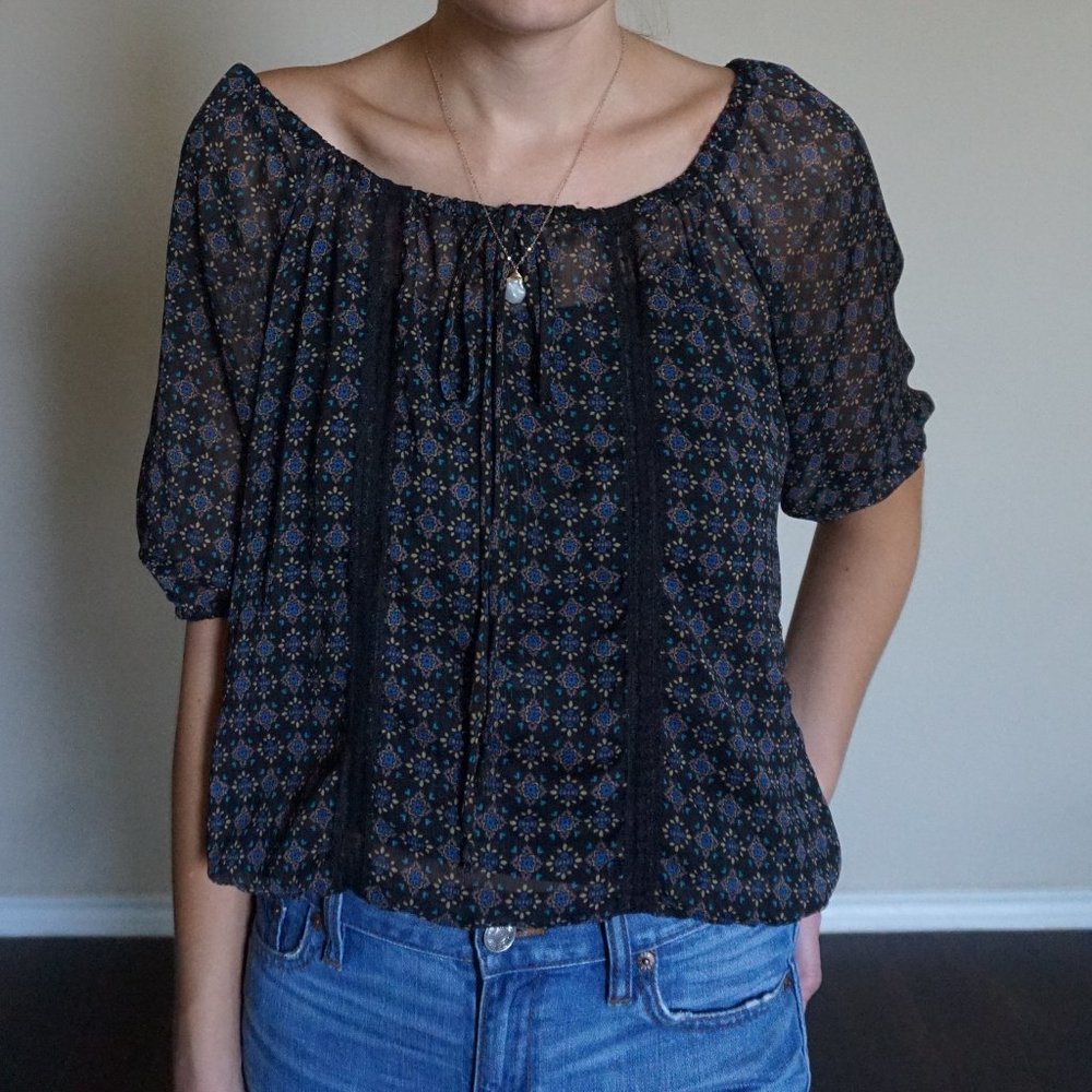 Mossimo Black Peasant Blouse
